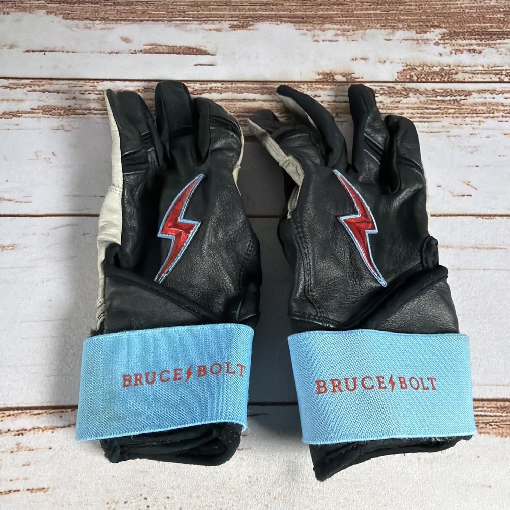 BRUCE BOLT YL Men's Batting Gloves Pair L Leather Black/Tan Adjustable